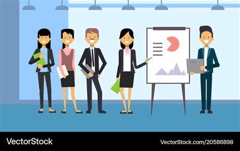 Group of business people leading presentation Vector Image