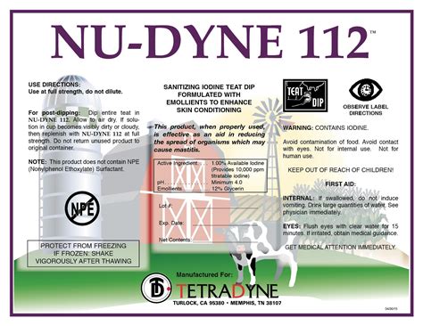 NU-DYNE 112- 1% iodine teat dip solution