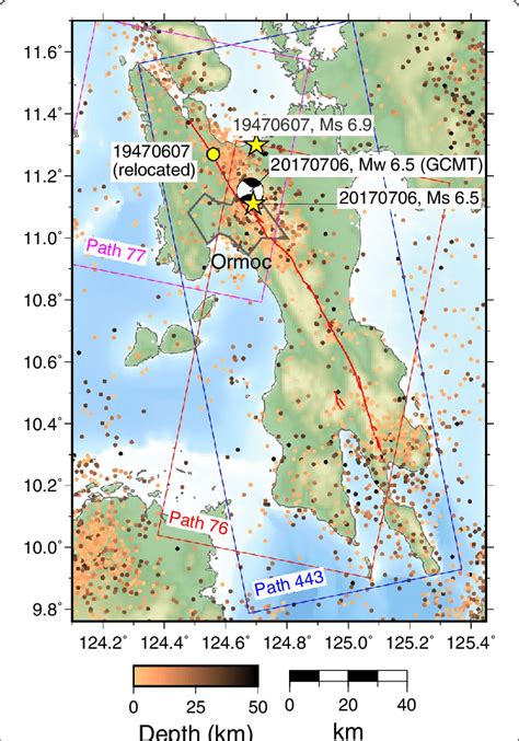 Hypocenters of the 1947 and 2017 earthquakes from the PHIVOLCS catalog... | Download Scientific ...