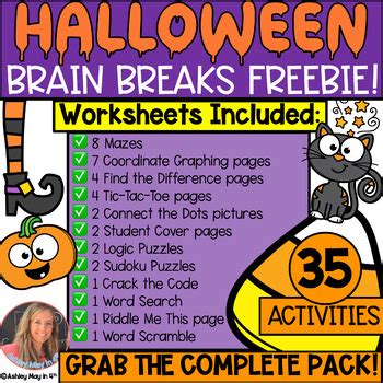 FREE Halloween Brain Break Activities and NO PREP Worksheets for October