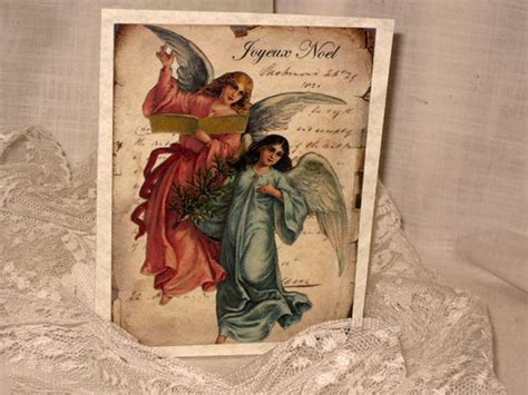 Joyeux Noel Angels Religious Christmas Card Original Design