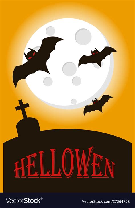 Bats flying on full moon happy halloween Vector Image