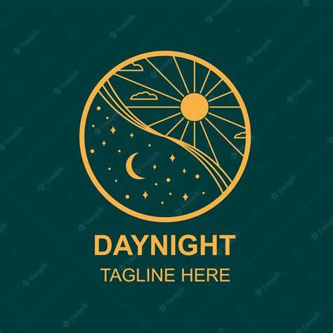 Premium Vector | Day and night monoline art badge logo icon template ...