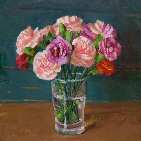 Wang Fine Art: carnation flower oil painting still life