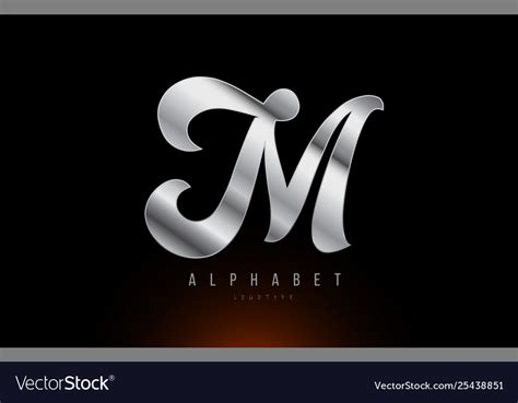 Silver grey metallic letter m logo design Vector Image