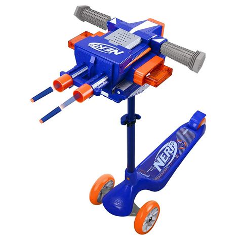 Nerf Blaster Scooter, Dual Trigger Rapid Fire Action, Includes 2 Clips and 12 Nerf Elite Darts ...