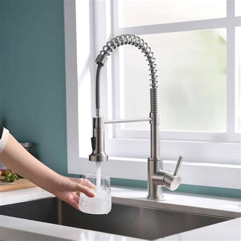 FLG Single Handle LED Kitchen Faucet With Pull Down Sprayer Single Hole Commercial Kitchen Sink ...