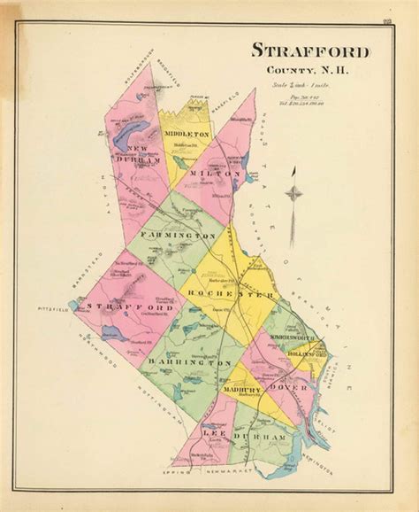 Strafford County, New Hampshire 1892 Old Town Map Reprint - Hurd State ...