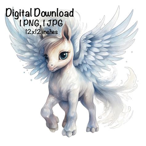 Cute Pegasus PNG Clipart Magical Animals Pegasus PNG Pegasus Sublimation Rainbow Style ...