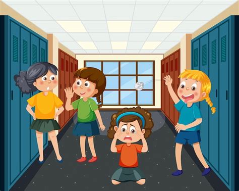 Premium Vector | Kids bullying their friend at school