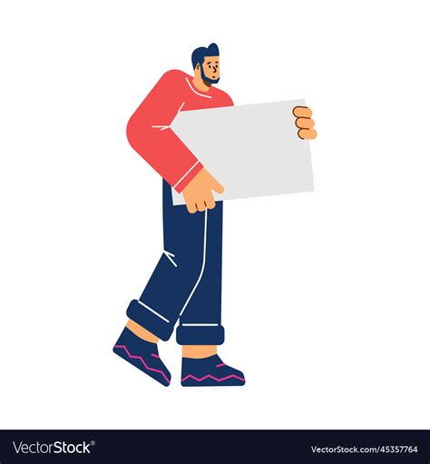 Man holding blank sign during protest Royalty Free Vector