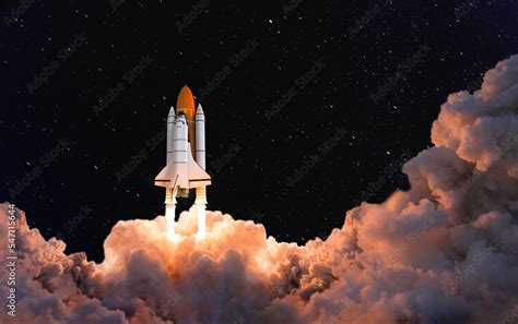 Space Shuttle Taking Off Into Space