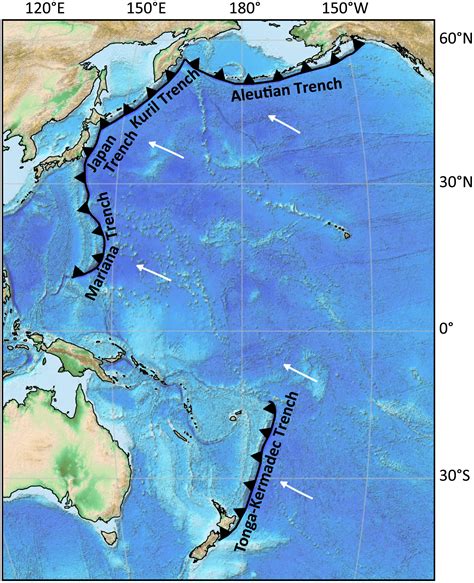 Pacific Ocean Trenches Map