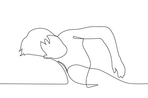 man lying or sleeping in bed - one line drawing vector. dream concept 21225947 Vector Art at ...