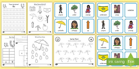 Letter U Worksheet and Activity Pack - Alphabet - ELA