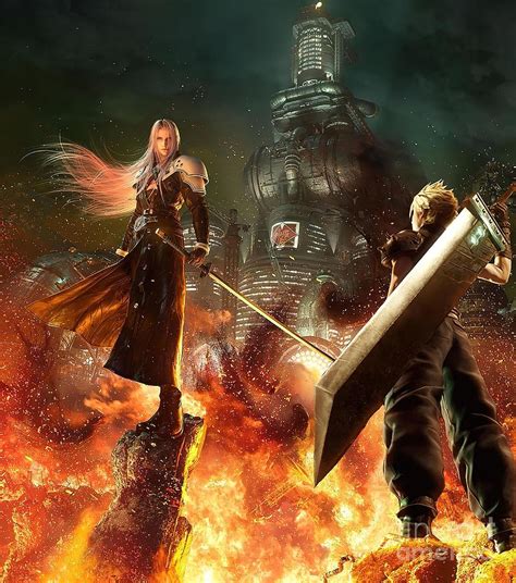 Final Fantasy VII Remake Cloud Vs Sephiroth Painting by Harrison Brown ...