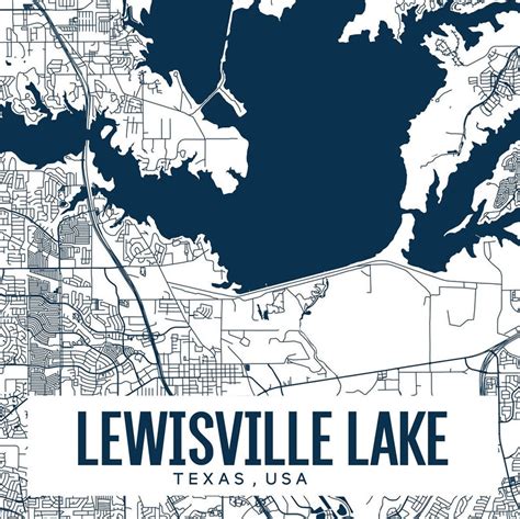 Lake Lewisville Texas Printable Map Lake Lewisville Wall Art - Etsy