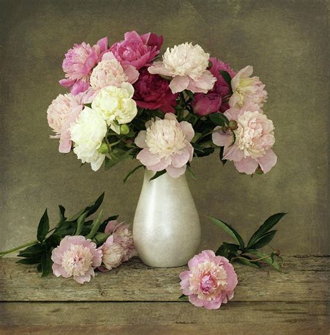 Peonies In Vase by Sergey Ryumin