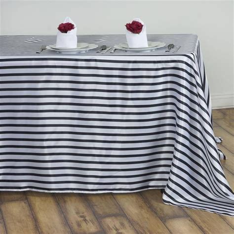 Ever Lovable Stripes Table Cloth 60" x 102" - White / Black ...