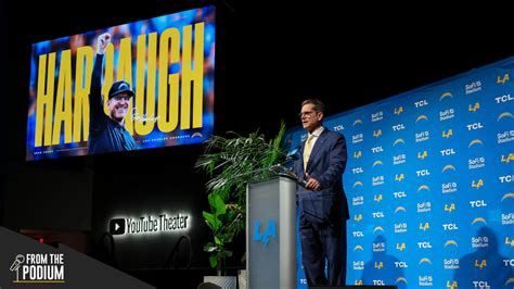 From The Podium | Jim Harbaugh Delivers Strong 1st Message to Chargers Fans