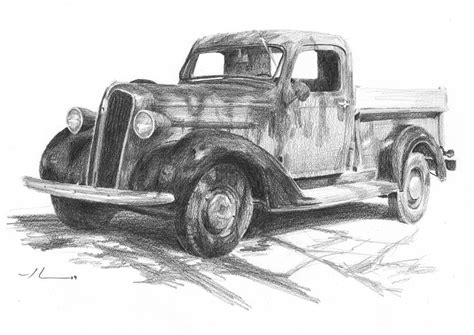 Classic Chevy Truck Pencil Portrait Drawing by Mike Theuer