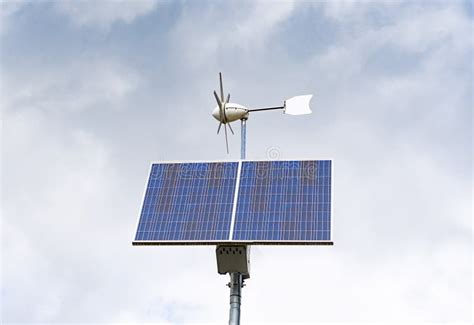 Solar Panels and Wind Turbine Stock Photo - Image of environment, green: 159308670