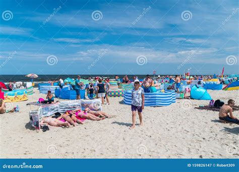 Crowded Baltic Sea Beach. Lots of People on Beach in Poland Editorial Photography - Image of ...