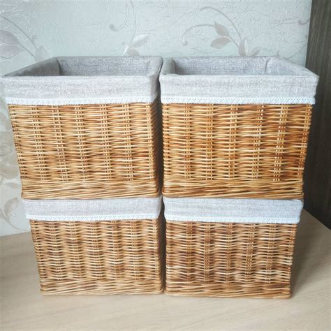 Wicker square storage baskets Wicker baskets for hanging | Etsy