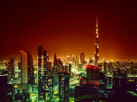 1600x1200 Resolution Dubai Burj Khalifa Cityscape In Night 1600x1200 Resolution Wallpaper ...