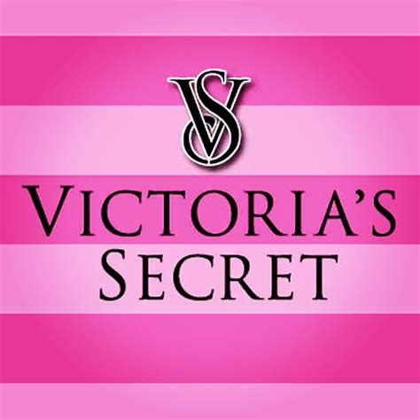 Victoria's Secret Logo on Pink and White Striped Background