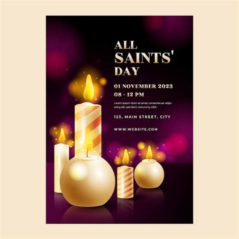 Free Vector | Realistic all saints day vertical poster template