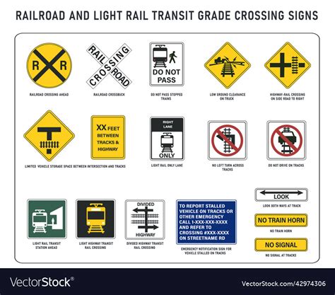 Set of us railroad signs Royalty Free Vector Image