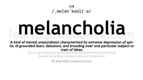 Pronunciation of Melancholia | Definition of Melancholia - YouTube