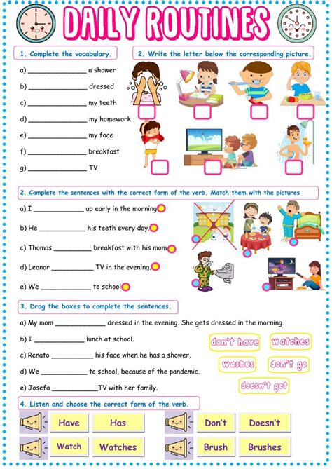 Daily routines worksheet - Interactive worksheet | Daily routine ...