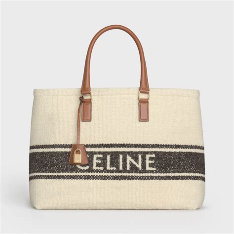 Sac Cabas Celine Modèle Horizontal Textile "plein soleil" et veau - Marron / Tan - 190062DBS ...