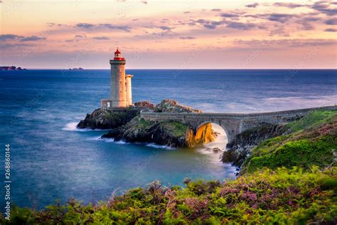 View of the lighthouse Phare du Petit Minou in Plouzane, Brittany (Bretagne), France. #268860144 ...