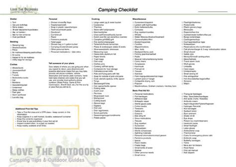 The Essential Camping Checklist (12 Free Printable Templates)