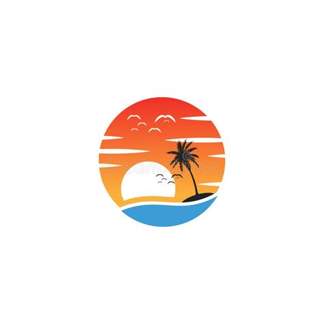 Beach Sunset Logo Design Vector Icon Element, Sunset Logo Concept Stock Vector - Illustration of ...