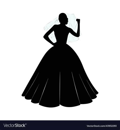 Bride holding veil silhouette female silhouette Vector Image