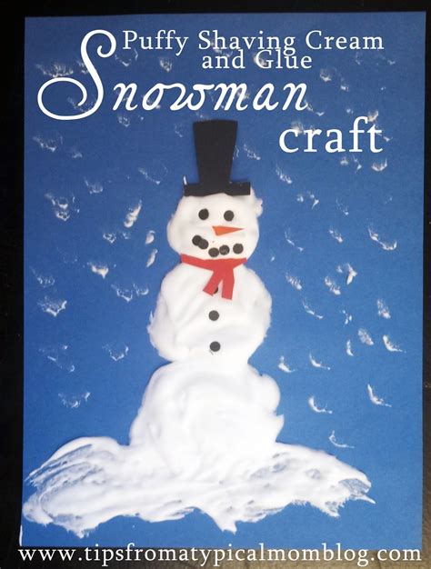 Puffy Shaving Cream and Glue Snowman Craft - Tips from a Typical Mom