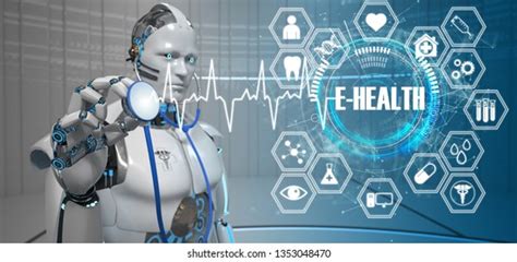 Humanoid Robot Medical Assistant Stethoscope Text Stock Illustration ...