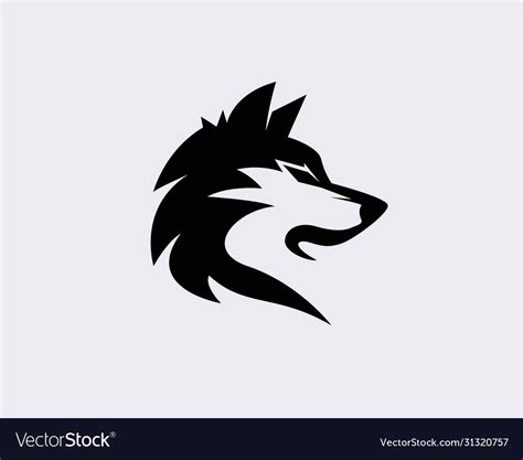 Elegant black head wolf art logo design Royalty Free Vector