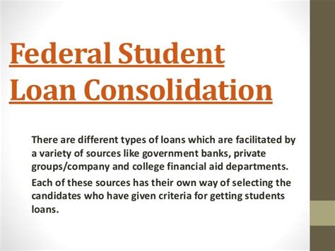 Federal Student Loan Consolidation Program USA