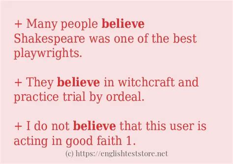 In sentence use of "believe" - EnglishTestStore Blog