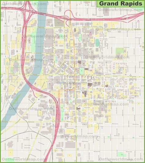 Grand Rapids downtown map - Ontheworldmap.com