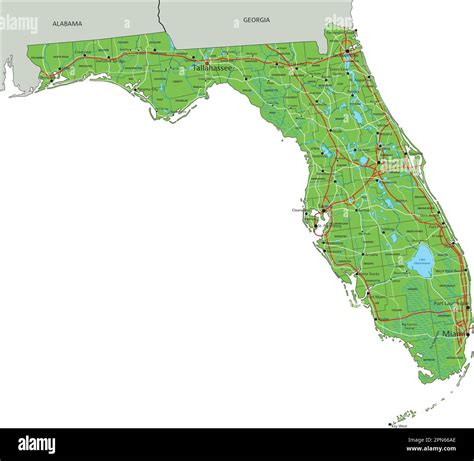 High detailed Florida physical map with labeling Stock Vector Image ...