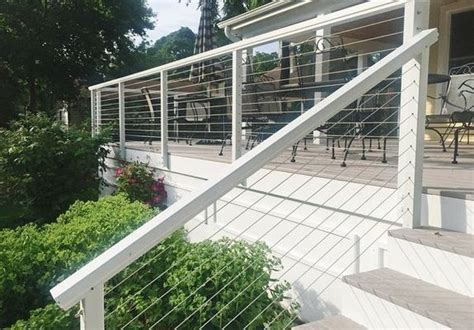 White Aluminum Cable Railing - Oconomowoc, WI | Railings outdoor, Patio railing, Deck railing design