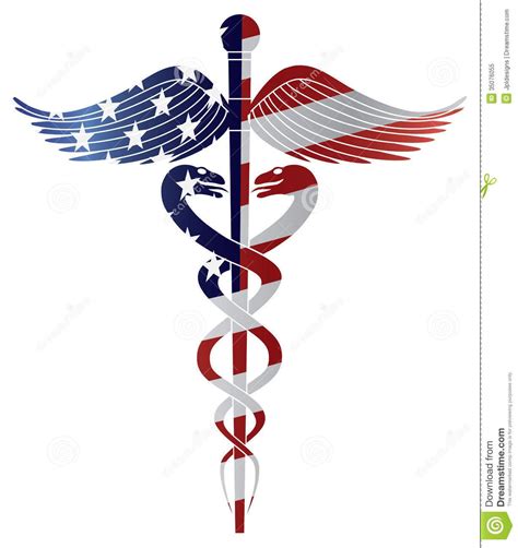 Caduceus Medical Symbol with USA Flag Illustration | Medical symbols ...