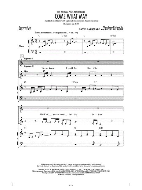 Mac Huff "Come What May" Sheet Music in C Major - Download & Print - SKU: MN0210702