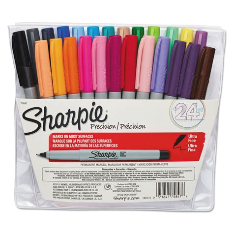 Sharpie SAN75847 Permanent Markers, Ultra Fine Point, Assorted, 24/Set